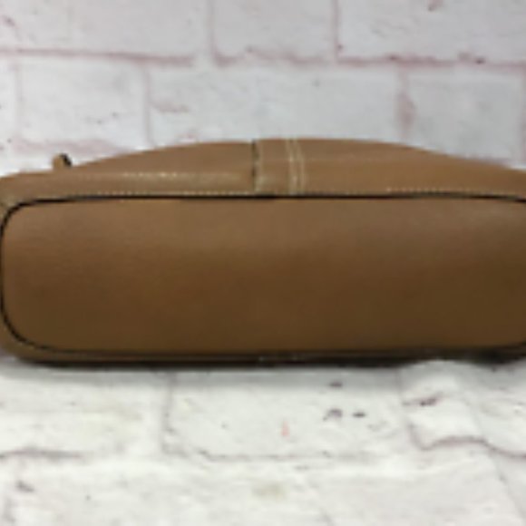 Coach Women's Tan Pebble Leather zipper Double Handle Strap Shoulder Bag Purse - Picture 4 of 8